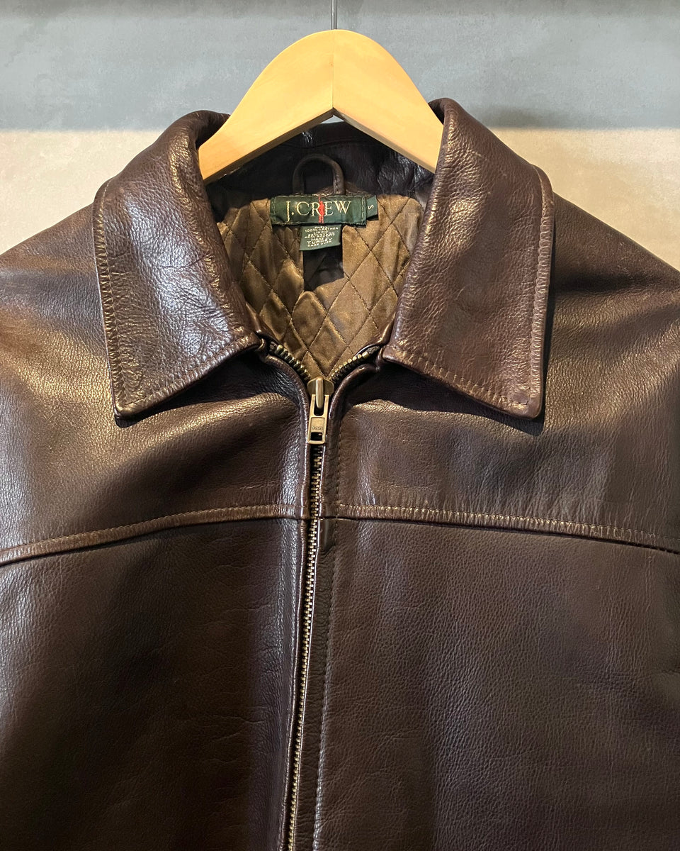 【安値】90'sJ.Crew-Leather jacket (size L) J CREW Leather Jacket M Mens Vintage BOMBER Jacket