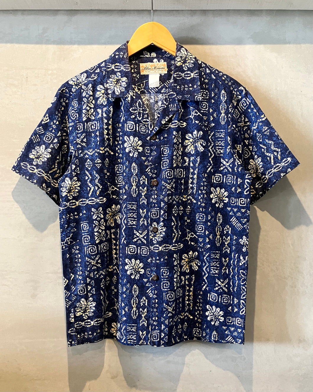 Blue Hawaii-Aloha shirt-(size S)Made in HAWAII