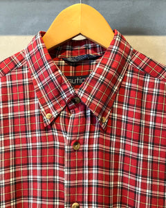 90’s nautica-L/S shirt-(size L)Made in U.S.A.
