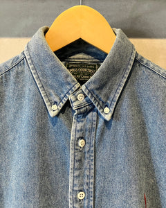 90’s POLO COUNTRY-Denim shirt-(size M)