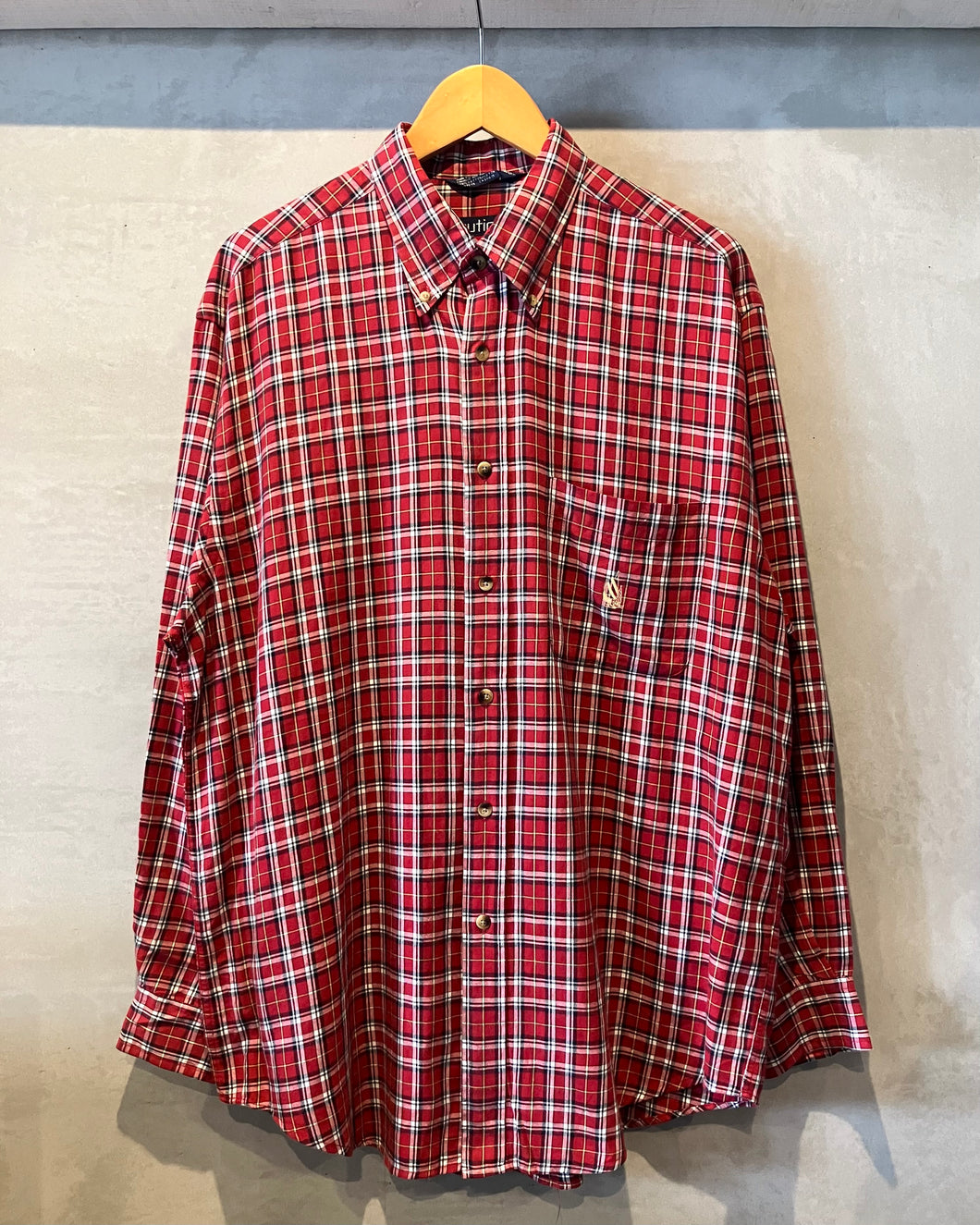 90’s nautica-L/S shirt-(size L)Made in U.S.A.