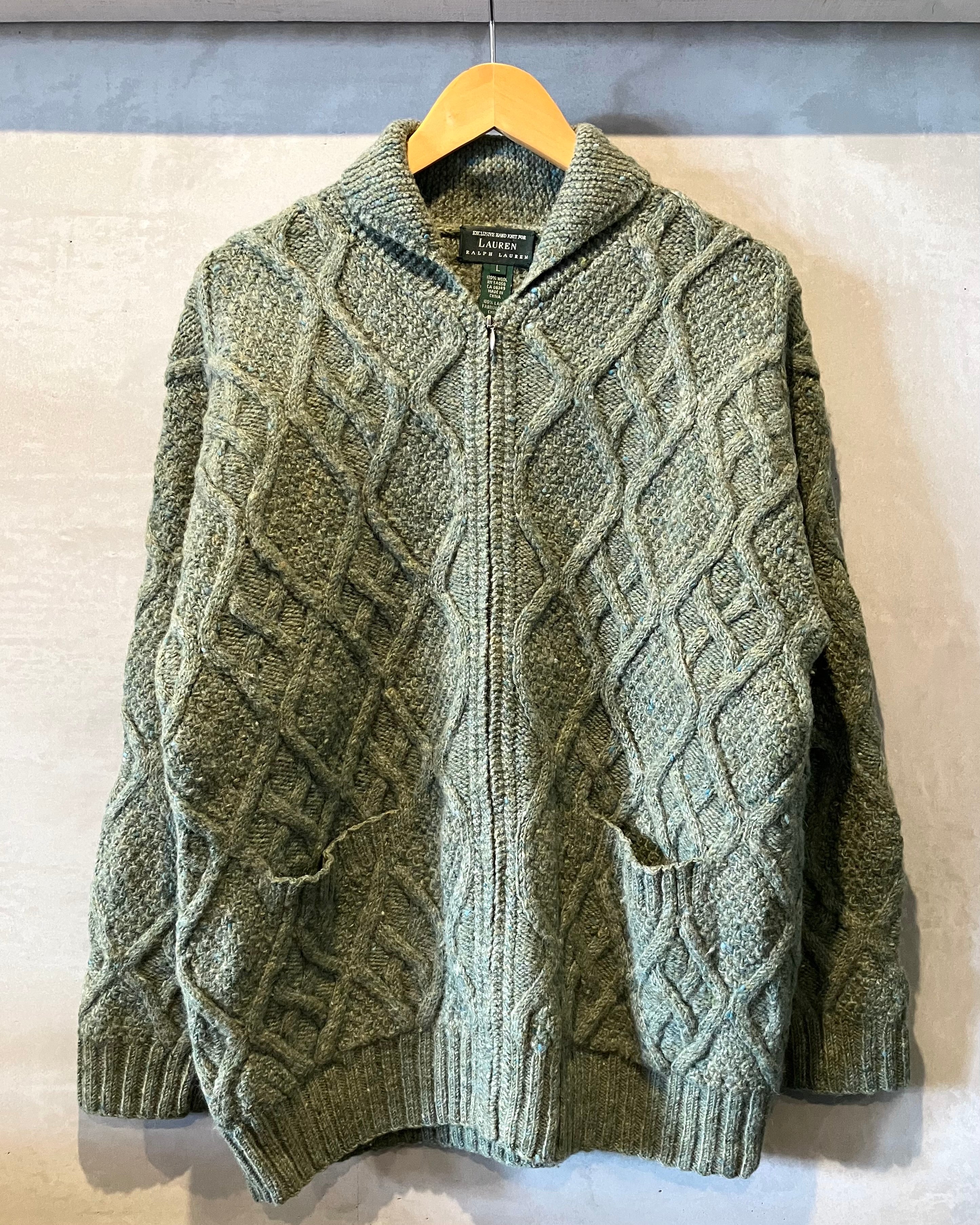 Lauren Ralph Lauren HAND KNIT カーディガン L 00s LAUREN ラルフローレン ネイティブ柄 ショールカラー