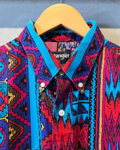 80’s Wrangler-Western shirt-(size X-Long Tails 16 1/2-34)