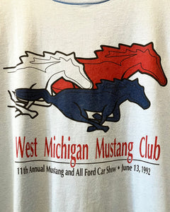 90’s West Michigan Mustang Club-T-shirt-(size L)Made in U.S.A.