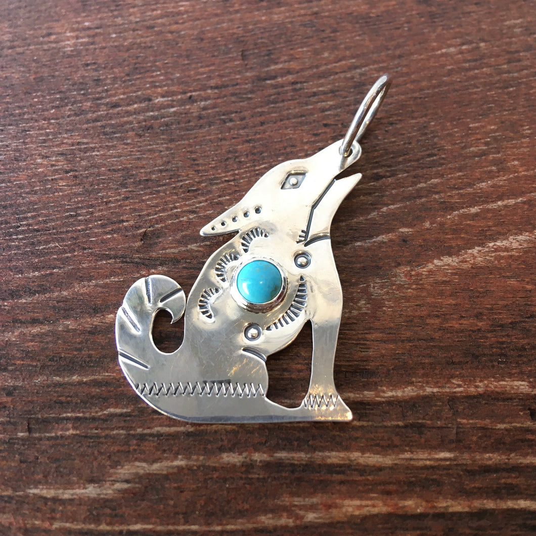 Original Silver key ring-Wolf×Turquoise-Made in JAPAN