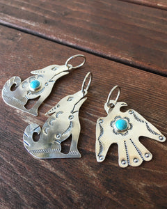 Original Silver key ring-Wolf×Turquoise-Made in JAPAN